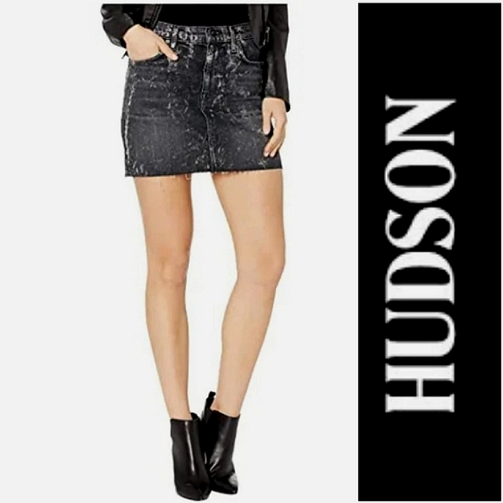 Hudson Blackened Metallic Viper Denim Mini Skirt